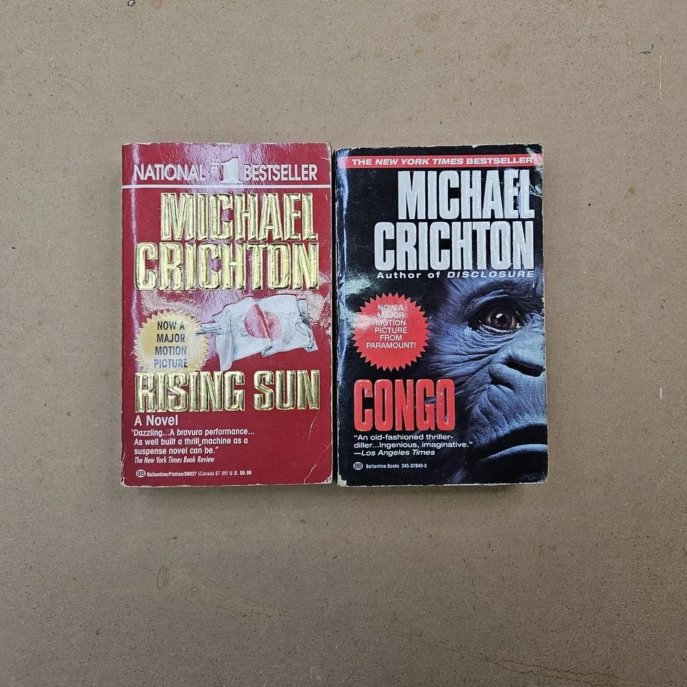 Michael Crichton Lot: Rising Sun & Congo - 2 Thriller/Sci-Fi Mass Market
